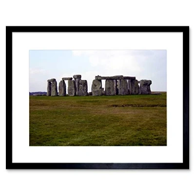 Image of Wee Blue Coo LANDSCAPE STONEHENGE MONUMENT ENGLAND BLACK FRAMED ART PRINT PICTURE B12X4774