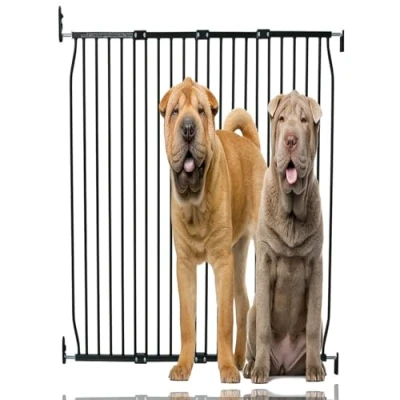 Image of Bettacare Extra Tall Eco Screw Fit Pet Gate, Black, 130cm 140cm, Gate 100cm in Height, Fitted Dog Safety for Puppy