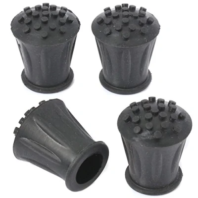 Image of 4X Thick Black Rubber Ferrules 16mm Walking Stick Ends