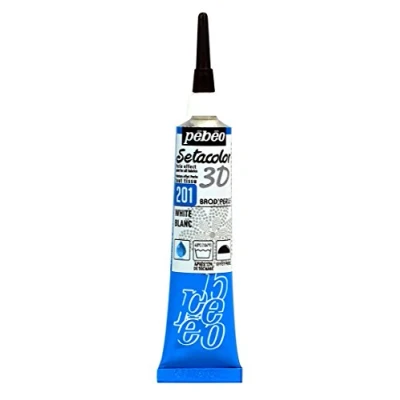 Image of PEBEO Setacolor 3D Dimensional Brod&#039;Perle Pearl Effect Fabric Paint 20ml Tube (White)
