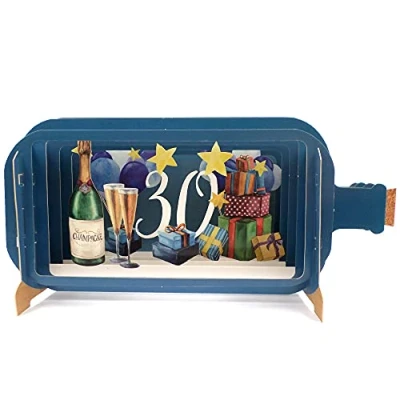 Image of Message in A Bottle Champagne 30th Pop Up Birthday Greeting Card by Alljoy Cards MIB100