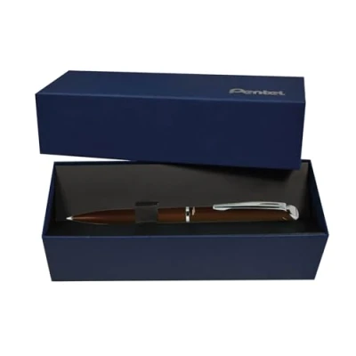 Image of Pentel Energel Philography Rollerball Pen Brown Barrel with Gift Box