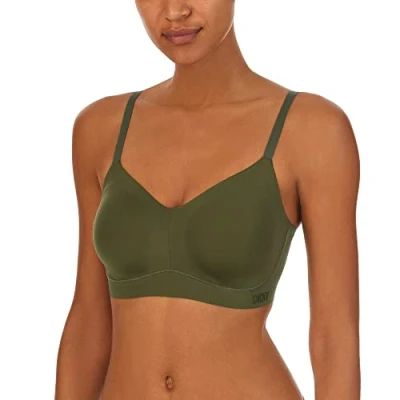 Image of DKNY Women&#039;s Smooth Essentials Bralette Bra, Opaque, Dark Olive, M