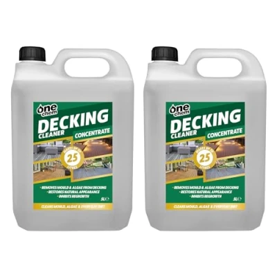 Image of One Chem Decking Cleaner 2 x 5 Litre Concentrate, Cleans Mould, Algae and Dirt, Inhibits Regrowth, Makes up to 25 Litres