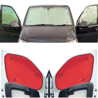 Image of Thermal Blinds Compatible With Iveco Daily (Years 2000 2014) (Front Set) Backing Colour in Red, Reversible