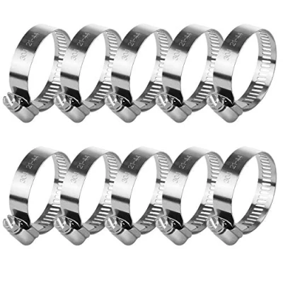 Image of Hose Clips Adjustable Stainless Steel Clamps Worm Drive Pipes Clips,10 Pack (21 44 mm)