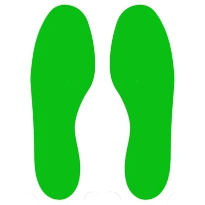Image of Footprint Floor Marking Safety Stickers, Anti slip, for indoor use (Green, 10 pack)