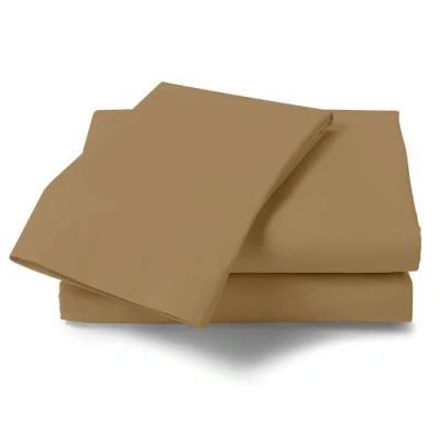 Image of Percale Single Flat Sheet Non Iron Luxury Bedding Set Polycotton Easy Care Bed Sheets Mocha