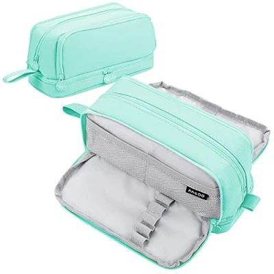 Image of Eucomir Pencil Case with 4 Compartments for Girls Boys, Large Stationery Organizer Aesthetic Kids Women Men Teenagers Students,Light Green
