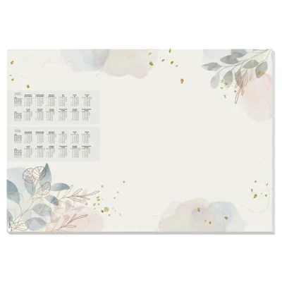 Image of SIGEL HO304 Paper Desk Pad, 2 Year and Week to View Calendars Macro Fantasy Design, A2 (59.4 x 41 cm), Beige/Pink/Blue, 30 Sheets