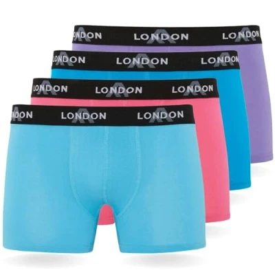 Image of FM London 4/8 Pack Mens Boxers with Elastic Waist Soft Boxer Shorts Men, Stretch Fit Underwear for Everyday Wear Fitted Hipster