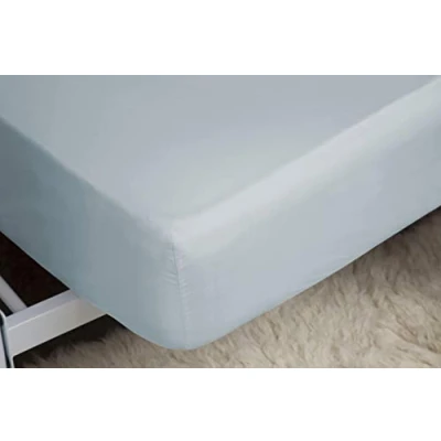 Image of Belledorm Blue Fitted Sheet, 200 Thread Count Percale, Mattress Depth 28cm (Single, Duck Egg)