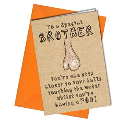 Image of BIRTHDAY CARD Funny Rude Cheeky Sibling Toilet Humour For Special Brother #1161