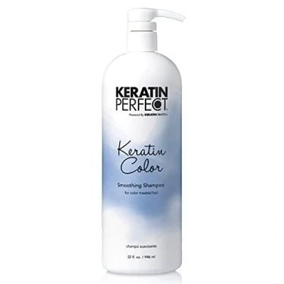 Image of Keratin Perfect Color Smoothing Shampoo For Treated Hair Unique Protein Blend Helps Retain Moisture Revives Dull Fights Frizz No Added Sodium Sulfates 32 oz/946 ml