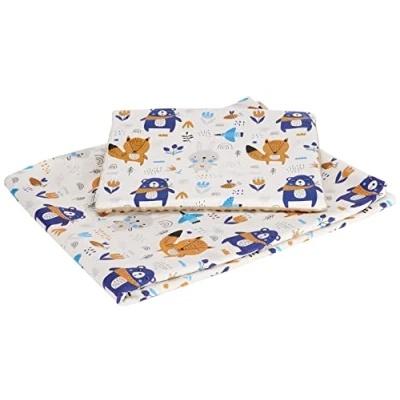 Image of Medi Partners Baby Blanket with Pillow 100% cotton Plush Coverlet Children&#039;s Large Two Sided 75x100 + 35x30cm Multifunctional for Bed strollers (Boho Animals beige Plush)