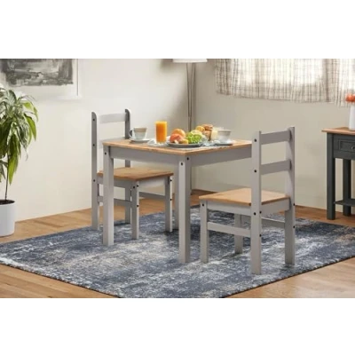 Image of Mercers Furniture Corona Grey Wax Rio Dining Table &amp; 2 Chairs