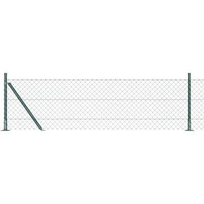 Image of vidaXL Chain Link Fence with 7 Flanged Posts 0.6x10 m Galvanised Steel