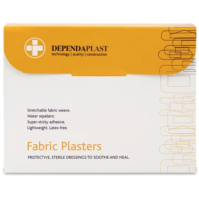 Image of Dependaplast Fabric Plasters Latex Free, Washproof, Extra Flexible, Low Allergy Adhesive, Lightweight Stretch Assorted Box of 100