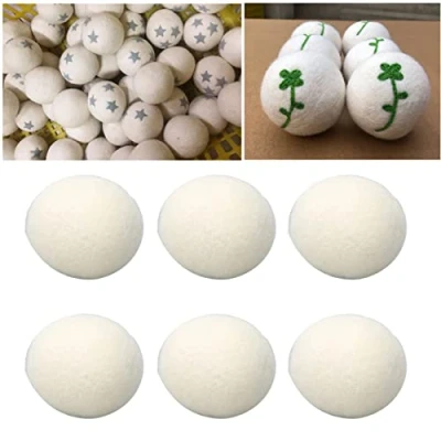 Image of Tumble Dryer Balls Pack of 6 Handmade Reusable Organic Wool Laundry for Fabric Softening, Reduce Drying Time, Noise, Static Cling Wrinkles with No Bad Odor (4cm)