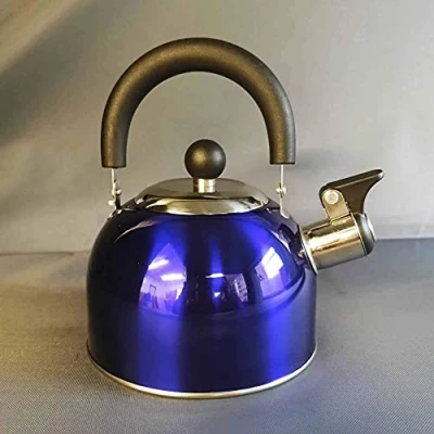 Image of Blue 1.6 Litre Gas Hob Kettle with Folding Handle Caravan Motorhome Camping