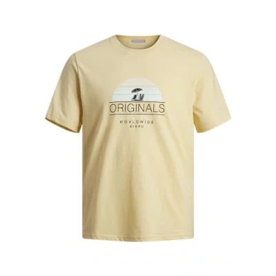 Image of JACK &amp; JONES Men&#039;s Jorcasey Tee SS Crew Neck T Shirt, Italian Straw, M