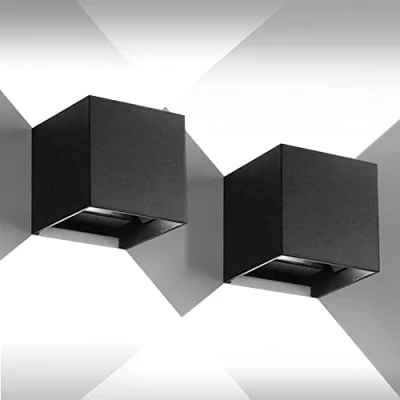 Image of CANMEIJIA LED Outdoor Wall Lights 12W, Waterproof IP65 Outside Adjustable Beam Aluminum Black Lamp 6500K White Light for Garden Bathroom Bedroom Living Room(2 Packs)