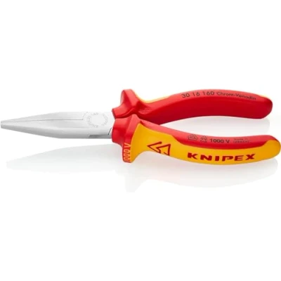 Image of Knipex Long Nose Pliers chrome plated, insulated with multi component grips, VDE tested 160 mm 30 16