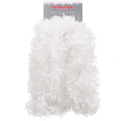 Image of Christmas Concepts® 4 Metre Chunky/Fine Tinsel Decoration (MATT WHITE)
