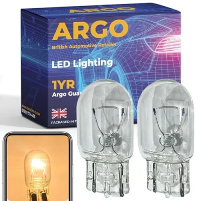 Image of Argo 582 W21w Bulb Halogen 3000k Rear brake light Bulbs Stop Tail DRL Daytime Running Lights T20 Reverse Back W3x16d Up Car Van 382w 12v 21w