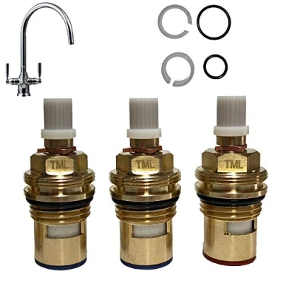 Image of Complete Franke Triflow Doric Tap Repair Spares Kit Spout O Ring Seals &amp; Ceramic Cartridge Valves (set of 3)