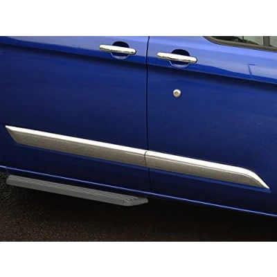 Image of Chrome Side Door Streamer Trim Set Covers To Fit Transit Custom (2012+)