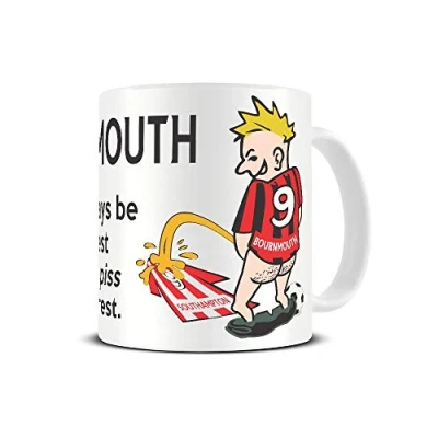 Image of Wee On The Rival&#039;s Shirt Football Fan Rivalry Mugs Great Funny Gift for a Supporter Present Coffee Tea Mug Cup (Bournmouth V Southampton) WE03