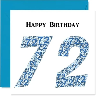 Image of Fun 72nd Birthday Cards for Men Shapecloud Happy Card Dad Mum Great Grandad Grandpa Nanny Grandma Gran Uncle Auntie, 145mm x Greeting Cards,