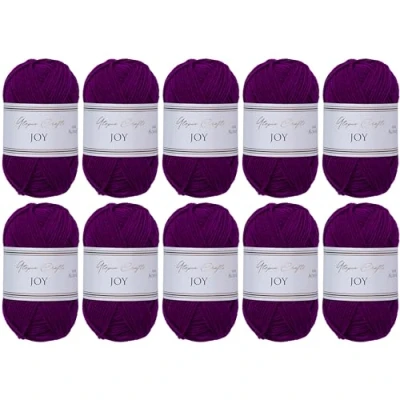 Image of Utopia Crafts Joy Plain Knitting and Crochet Yarn, Soft, Easy Care, 100% Polyacrylic, 10 x 50 g Ball, 150 m (Amaranth)