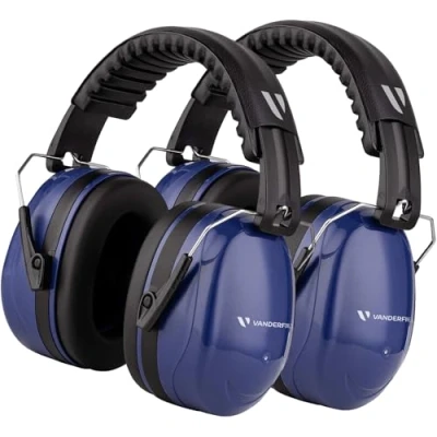 Image of Vanderfields Ear Defenders Adults, 33dB Certified UKCA, Protection Noise Cancelling Headphones, Safety Earmuffs Protectors, Sensory for Autism, DIY, Mowing, Construction