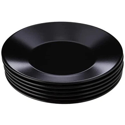Image of Viejo Valle Midnight Wide Rim Plates Black 21cm Pack of 6 Stoneware