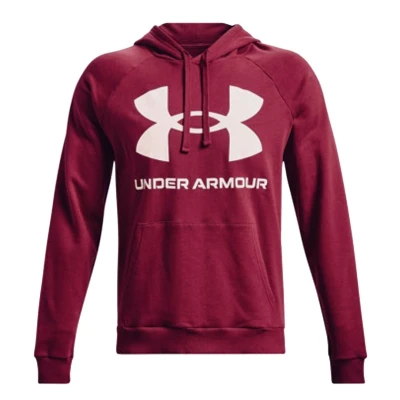 Image of Under Armour Rival Fleece Mens Burgundy Big Logo Hoodie Size Small