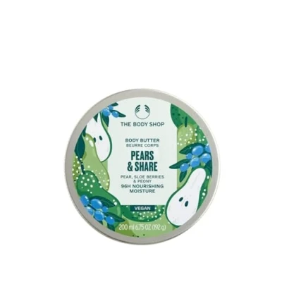Image of The Body Shop Pears &amp; Share Pear, Sloe Berries Peony 200ml Butter Vegan