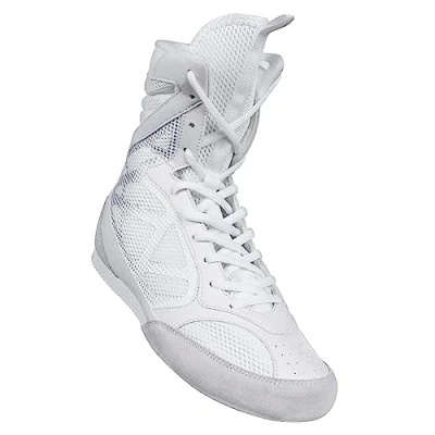 Image of CORE Boxing Shoes White Lightweight for Men &amp; Women Training with High Support Traction Boots, White, 10.5 Women/9