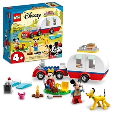 Image of LEGO Disney Mickey Mouse and Minnie Mouse&#039;s Camping Trip 10777 Building Toy with Camper Van, Car &amp; Pluto Figure, for Kids 4 Plus Years Old