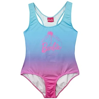 Image of Barbie Swimming Costume Malibu Beach Womens Swimsuit Pink One Piece for Women L Official Merchandise