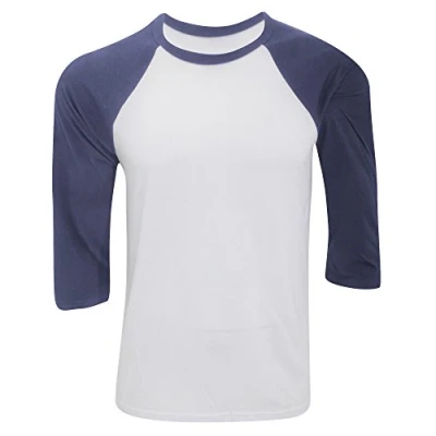 Image of Canvas Mens 3/4 Sleeve Baseball T Shirt (XL) (White/Denim)