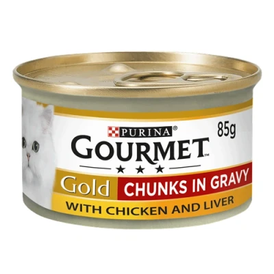Image of Gourmet Gold Chunks in Gravy Wet Cat Food, Chicken and Liver 85g