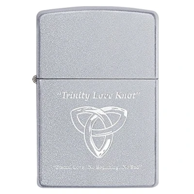 Image of Zippo Windproof Lighter Trinity Love Knot Satin Chrome Refillable for Lifetime Use Adjustable Flame Gift Box Metal Construction Made in USA