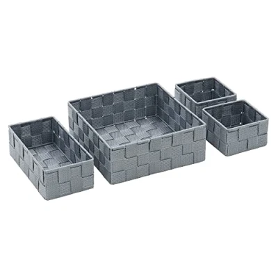 Image of JVL Vichy Nylon Storage Baskets, Set of 4