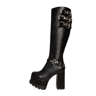Image of LAMODA Women&#039;s Beautiful Pain Knee high boot, Black PU, 5 UK