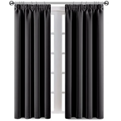 Image of AMEHA Grey Blackout Curtains for Bedroom Pencil Pleat Living Room &amp; Drapes Super Soft Thermal Insulated Window Curtain 90x72 Inch Drop Pair Panels with Matching Tie Backs