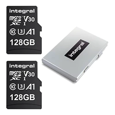 Image of Integral 128GB 2 pack Micro SD Card 4K Video Premium High speed Memory SDXC Up to 100MB s Read and 50MB Write V30 C10 U3 UHS I A1