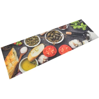 Image of vidaXL Kitchen Rug Washable Wine &amp; Dinner 60x180 cm Velvet