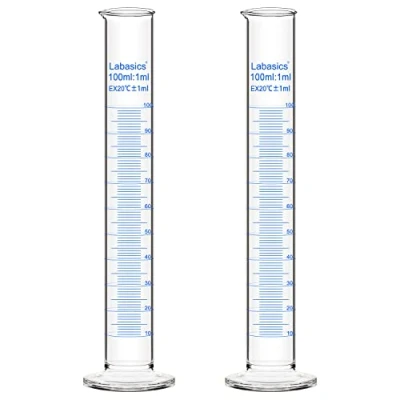 Image of Labasics 2 Pack 100 ml Borosilicate Glass Graduated Cylinder Measuring